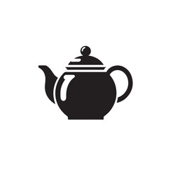 Teapot silhouette icon with curved handle and spout