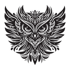 Tribal Owl Tattoo Design – Intricate Symmetrical Owl Art