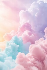 Fototapeta premium Pastel clouds cotton candy sky dreamy landscape soft colors ethereal background art