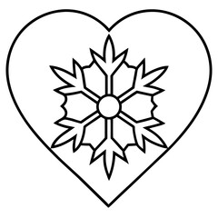 Symmetrical Heart Snowflake Line Art