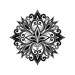 Circular floral pattern with delicate details vector illustration isolated on white background