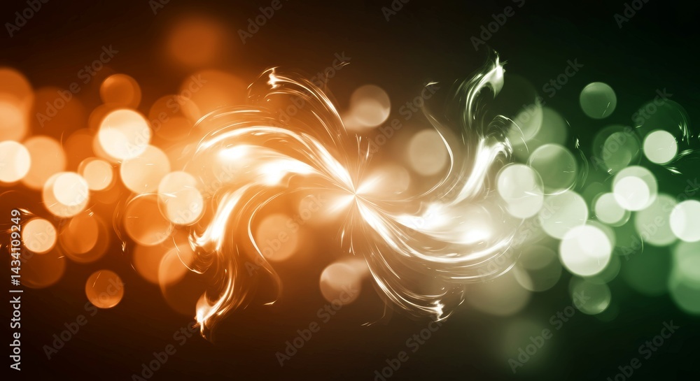 Aufkleber abstract background with luminous bokeh lights and swirling shapes for modern design projects and cr