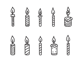 Birthday Candle line art modern sketch