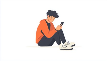 Asian Preteen Boy Alone Holding Smartphone, Feeling Frustrated After Reading Negative Comments: Exploring The Impact Of Cyberbullying On Teen Mental Health.