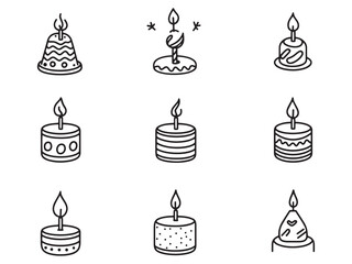 Birthday Candle line art simple drawing