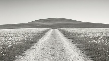 Fototapeta premium Gravel Road to Hilltop Meadow.