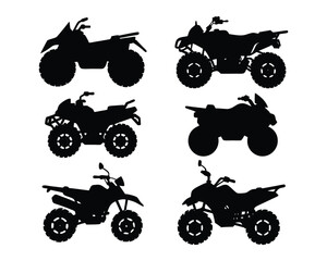 Obraz premium ATV Quad Bike Silhouette Vector, Off-Road Vehicle Clipart Design.