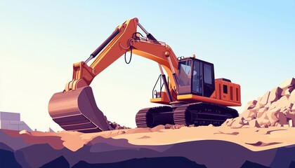 Excavator Action Backhoe Digging Soil