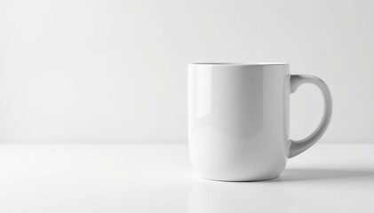 Obraz premium Large ceramic mug, pristine white, stark white backdrop, drink, product
