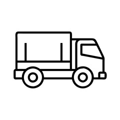 truck commercial line drawn vehicles. vector art - outline icon truck commercial, isolated transparent background