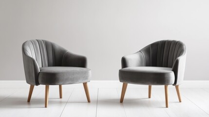Grey velvet armchairs in modern room
