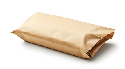 Eco-friendly brown paper bag mock-up isolated on a clean white background for bakery packaging and sustainable use