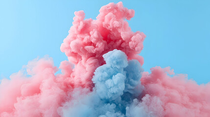 Mesmerizing Loop of Pink and Blue Glowing Particles Swirling on Blue Background