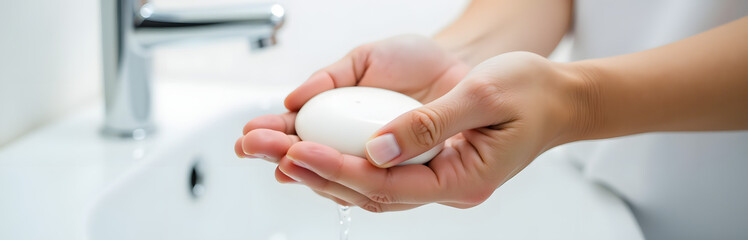 Closeup of hands washing with soap for Midwives hygiene awareness_00001_