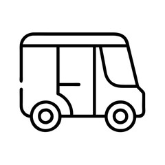 tuk tuk line drawn vehicles. vector art - outline icon tuk tuk, isolated transparent background