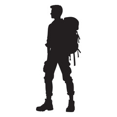 Slim-fit Hiking Pants silhouette, smart fit for rough trails – Hiking Pants illustration – Minimalist Hiking Pants vector – Men's dress silhouette

