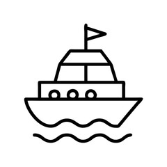 yacht line drawn vehicles. vector art - outline icon yacht, isolated transparent background