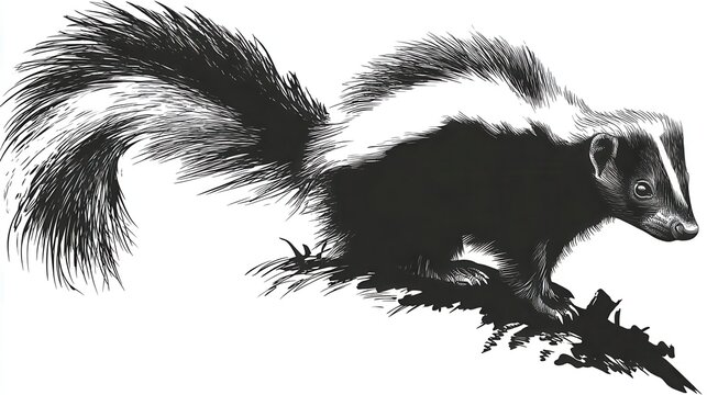 Detailed sketch of a striped skunk.