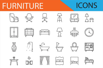 Various Furniture Icons for Digital Home Deco and Design Applications