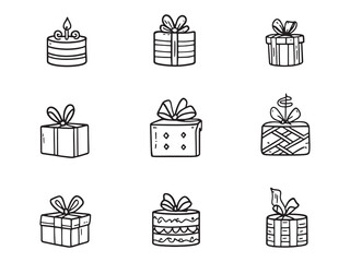 Birthday Present Stack line art design