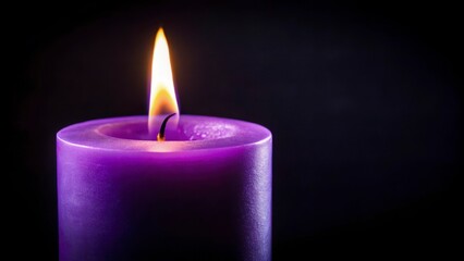 Elder Abuse Awareness A glowing purple candle illuminates a dark background, creating a tranquil atmosphere.