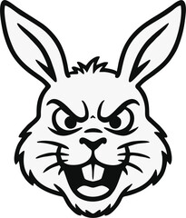 Line art rabbit head silhouette illustration, Vector icon for  Design