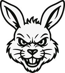 Line art rabbit head silhouette illustration, Vector icon for  Design