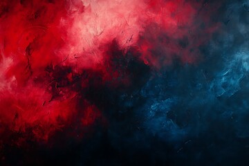 Vibrant red and blue abstract background with swirling clouds and dynamic motion.