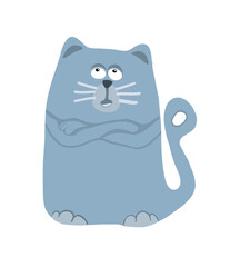 cartoon kitty, funny, thought, sticker, various pastel colors, fridge magnet	white background, thoughtful cat, animal, illustration, blue cat