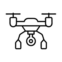drone line drawn vehicles. vector art - outline icon drone, isolated transparent background