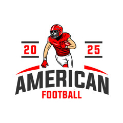 American football logo vector isolated with red colour. Rugby logo badge design. American football league labels, emblems and design element