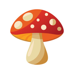 Colorful mushroom with polka dots on cap vector illustration isolated on white background