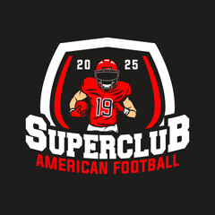 American football logo vector isolated with red colour. Rugby logo badge design. American football league labels, emblems and design element