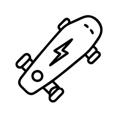 electric skateboard line drawn vehicles. vector art - outline icon electric skateboard, isolated transparent background