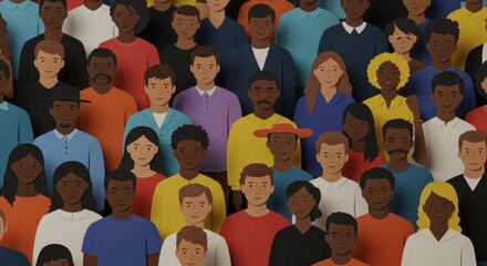 Diverse group of people illustration representing community and inclusion unity and diversity concept in a modern paper cut style for social media and marketing