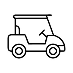 Fototapeta premium golf cart line drawn vehicles. vector art - outline icon golf cart, isolated transparent background