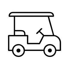 golf cart line drawn vehicles. vector art - outline icon golf cart, isolated transparent background
