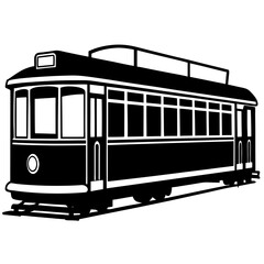 Minimal Tram Silhouette Design – Urban Streetcar Vector Illustration