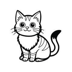 Obraz premium Cute cartoon cat silhouette isolated on white background