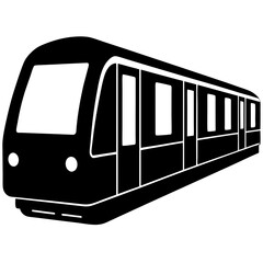 Black Outline of Subway Train – Silhouette Vector for Underground Travel