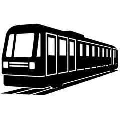 City Metro Train Silhouette – Front-Facing Subway Icon in Black and White