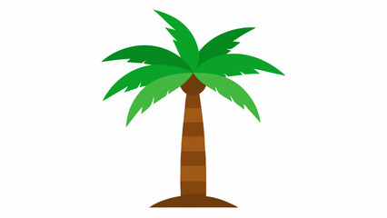 Obraz premium Tropical island vector illustration features a solitary palm tree silhouette against a white background, 