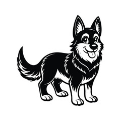 Fototapeta premium Cute cartoon corgi dog silhouette isolated on white background