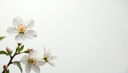 Delicate white blossoms against pure white backdrop, blossom, light, garden