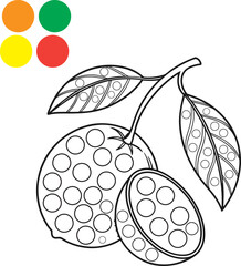 A coloring page of an orange and an orange slice