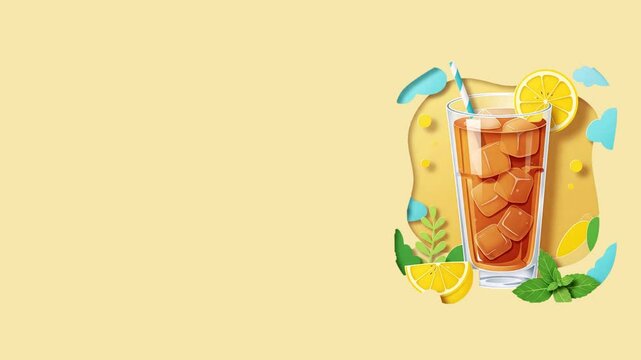 iced tea with lemon animated illustration