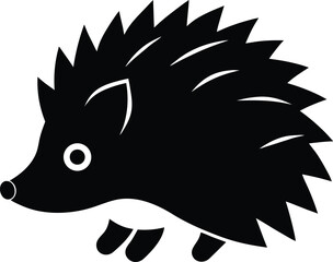 Obraz premium Hedgehog icon black silhouette vector illustration on transparent background 