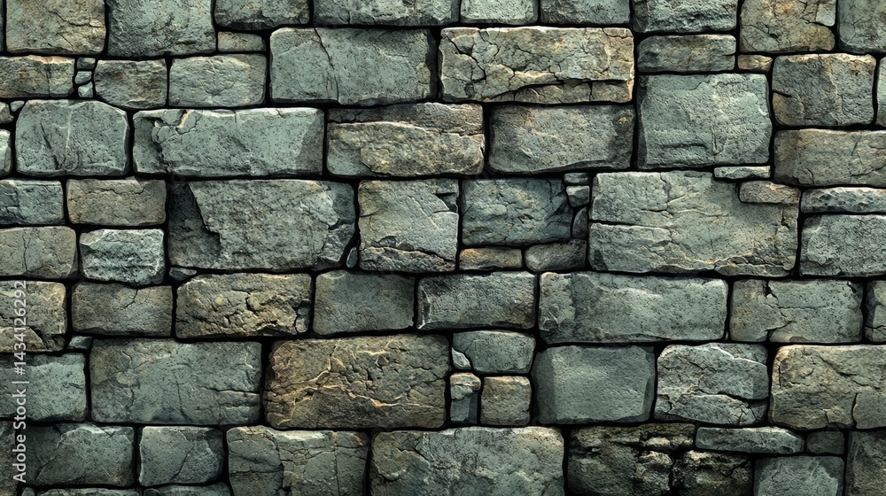 Aufkleber wall made of stone blocks with a rough texture. the wall is gray and brown in color
