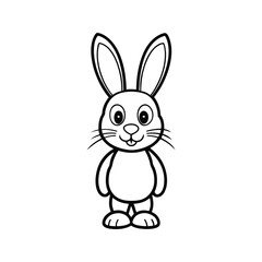 Obraz premium Cute cartoon rabbit with big eyes silhouette isolated on white background