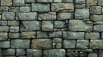 Obraz premium Wall made of stone blocks with a rough texture. The wall is gray and brown in color